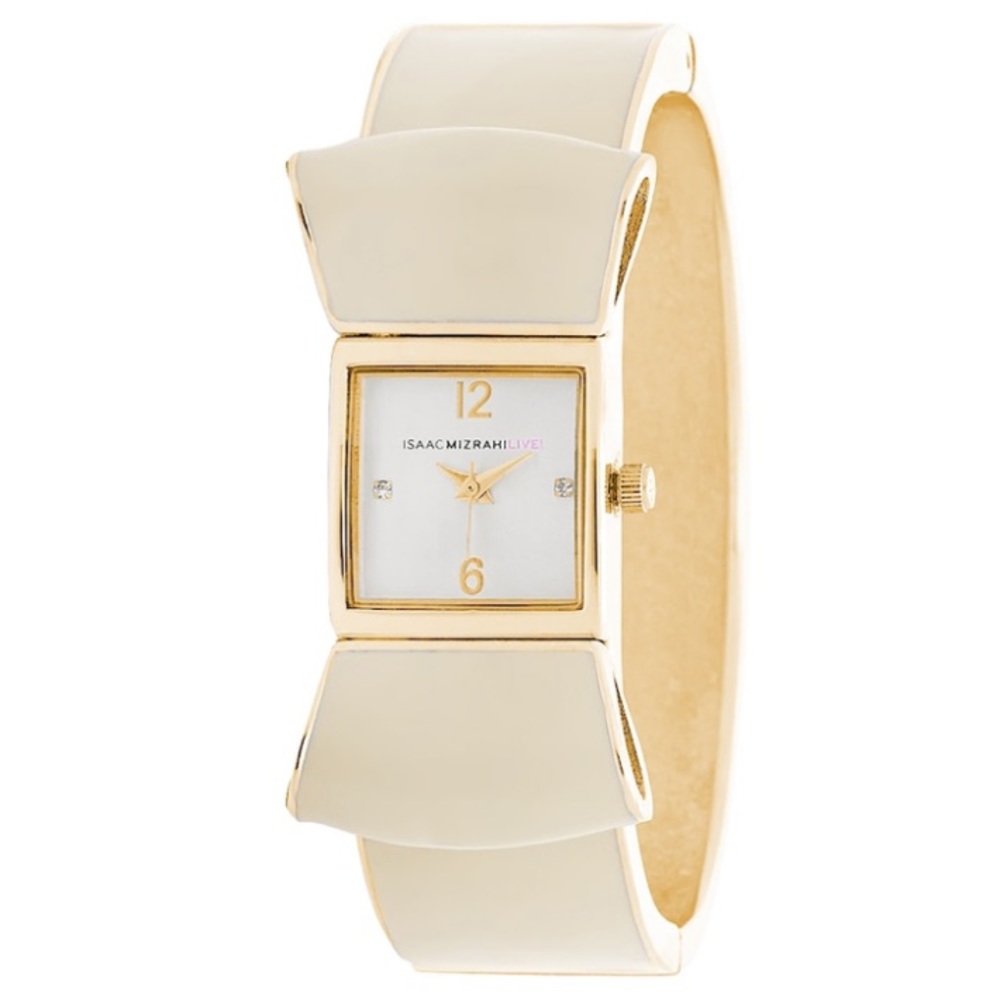 Isaac Mizrahi Live! Bow Tie Bangle Enamel Watch